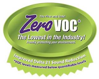 THE FIRST AND ONLY! ZERO VOC* THE LOWEST IN THE INDUSTRY! PROUDLY PROTECTING YOUR ENVIRONMENT. IMPROVED DELTA 21 SOUND REDUCTION *VOC LEVELS MEASURED BELOW QUANTIFIABLE LEVELS trademark