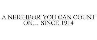 A NEIGHBOR YOU CAN COUNT ON... SINCE 1914 trademark