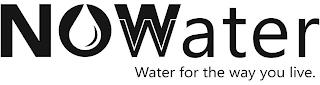 NOWWATER WATER FOR THE WAY YOU LIVE. trademark