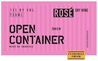 OPEN CONTAINER WINE OF ARMENIA 2019 ROSE DRY WINE EXTREMELY FRESH 13% BY VOL. 750ML 485003950040 trademark