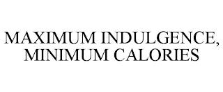 MAXIMUM INDULGENCE, MINIMUM CALORIES trademark