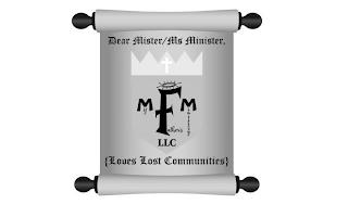 DEAR MISTER/MS MINISTER MY FATHER'S MINISTRY LLC LOVES LOST COMMUNITIES trademark