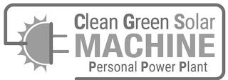 CLEAN GREEN SOLAR MACHINE PERSONAL POWER PLANT trademark