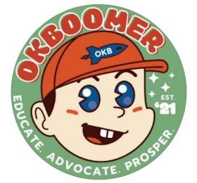 OKBOOMER OKB EST. '21 EDUCATE. ADVOCATE. PROSPER. trademark