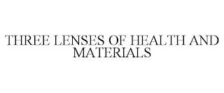 THREE LENSES OF HEALTH AND MATERIALS trademark