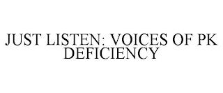 JUST LISTEN: VOICES OF PK DEFICIENCY trademark