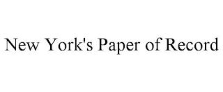 NEW YORK'S PAPER OF RECORD trademark