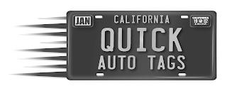 CALIFORNIA QUICK AUTO TAGS JAN CALIFORNIA 19 82 E 0612549 trademark