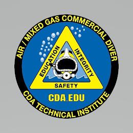 AIR / MIXED GAS COMMERCIAL DIVER EDUCATION INTEGRITY SAFETY CDA.EDU CDA TECHNICAL INSTITUTE trademark