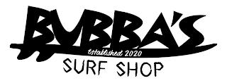 BUBBA'S ESTABLISHED 2020 SURF SHOP trademark