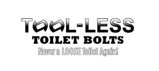 TOOL-LESS TOILET BOLTS NEVER A LOOSE TOILET AGAIN! trademark