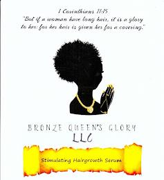 1 CORINTHIANS 11:15 "BUT IF A WOMAN HAVE LONG HAIR, IT IS A GLORY TO HER: FOR HER HAIR IS GIVEN HER FOR A COVERING." 1 COR. 11:15 BRONZE QUEEN'S GLORY LLC STIMULATING HAIRGROWTH SERUM trademark