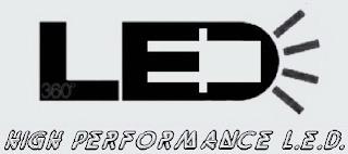 360° LED HIGH PERFORMANCE L.E.D. trademark