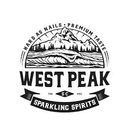 HARD AS NAILS PREMIUM TASTE WEST PEAK TRD SC MRK SPARKLING SPIRITS trademark