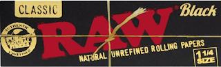 CLASSIC BLACK RAW NATURAL UNREFINED ROLLING PAPERS AUTHENTIC UNREFINED PUREST NATURAL FIBERS 1 1/4 SIZE trademark