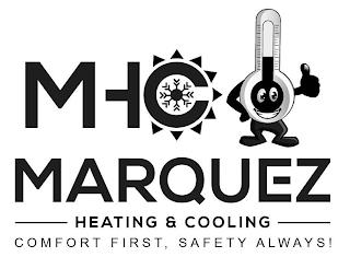 MHC MARQUEZ HEATING & COOLING COMFORT FIRST, SAFETY ALWAYS! trademark