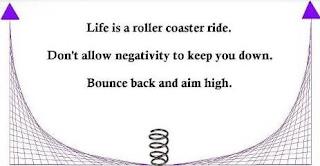 LIFE IS A ROLLER COASTER RIDE. DON'T ALLOW NEGATIVITY TO KEEP YOU DOWN. BOUNCE BACK AND AIM HIGH. trademark