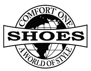 COMFORT ONE SHOES A WORLD OF STYLE trademark