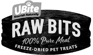 UBITE NOURISH NATURALLY RAW BITS 100% PURE MEAT FREEZE-DRIED PET TREATS trademark