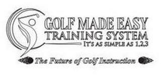 GOLF MADE EASY TRAINING SYSTEM IT'S AS SIMPLE AS 1,2,3 THE FUTURE OF GOLF INSTRUCTION trademark