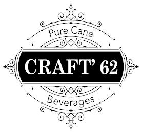 CRAFT' 62 PURE CANE BEVERAGES trademark