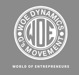 WOE DYNAMICS G'S MOVEMENT WORLD OF ENTREPRENEURS trademark