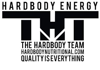 HARDBODY ENERGY THT THE HARDBODY TEAM HARDBODYNUTRITIONAL.COM QUALITYISEVERYTHING trademark