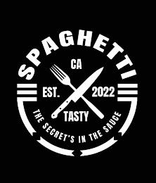 SPAGHETTI CA EST. 2022 TASTY THE SECRET'S IN THE SAUCE trademark