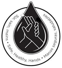 SÛR, SAIN, MAINS · SAFE HEALTHY HANDS · MANOS SEGURAS, SALUDABLES trademark