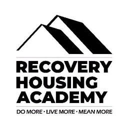 RECOVERY HOUSING ACADEMY DO MORE · LIVE MORE · MEAN MORE trademark