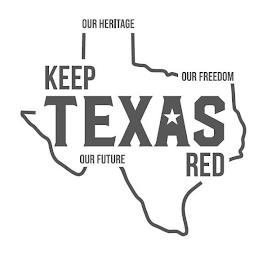 KEEP TEXAS RED OUR HERITAGE OUR FREEDOM OUR FUTURE trademark