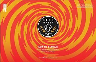 BREWERS ASSOCIATION CERTIFIED INDEPENDENT CRAFT BENT WATER BREWING CO. SUPER SLUICE NEW ENGLAND DOUBLE INDIA PALE ALE 16 FL OZ 473 ML 8% ALC/VOL BENT WATER BREWING CO. LYNN, MASSACHUSETTS BENTWATERBREWING.COM trademark