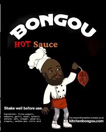 BONGOU IN WHITE HOT IN RED SAUCE IN FIRE ORANGE AND BACKGROUND IN BLACK trademark