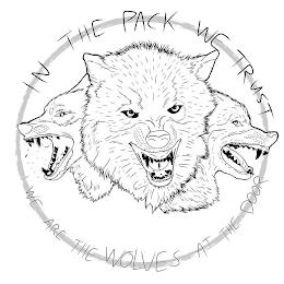 IN THE PACK WE TRUST WE ARE THE WOLVES AT THE DOOR trademark