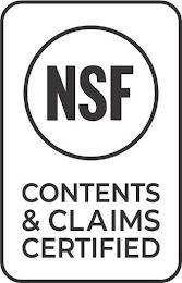 NSF CONTENTS & CLAIMS CERTIFIED trademark