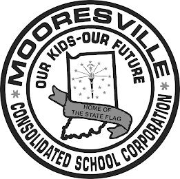 * MOORESVILLLE * CONSOLODATED SCHOOL CORPORATION OUR KIDS-OUR FUTURE INDIANA HOME OF THE STATE FLAGPORATION OUR KIDS-OUR FUTURE INDIANA HOME OF THE STATE FLAG trademark