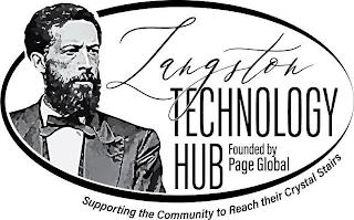 LANGSTON TECHNOLOGY HUB FOUNDED BY PAGE GLOBAL SUPPORTING THE COMMUNITY TO REACH THEIR CRYSTAL STAIRS trademark