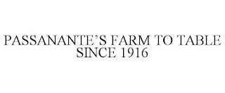 PASSANANTE'S FARM TO TABLE SINCE 1916 trademark