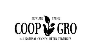 COOP GRO ROWLAND FARMS ALL NATURAL CHICKEN LITTER FERTILIZER trademark