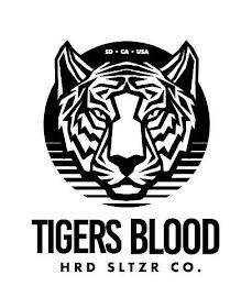 SD· CA· USA TIGERS BLOOD HRD SLTZR CO. trademark