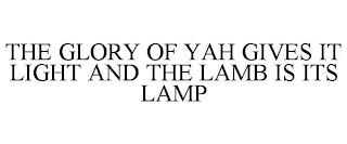 THE GLORY OF YAH GIVES IT LIGHT AND THE LAMB IS ITS LAMP trademark