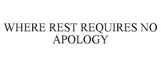 WHERE REST REQUIRES NO APOLOGY trademark