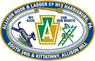 ALLISON HOOK & LADDER CO. NO. 2 HARRISBURG, PA WE KICK FOR OUR RIGHTS SOUTH 14TH & KITTATINNY, ALLISON HILL A trademark