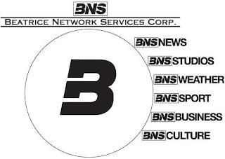 B BNS BEATRICE NETWORK SERVICES CORP. BNS NEWS BNS STUDIOS BNS WEATHER BNS SPORT BNS BUSINESS BNS CULTUTE trademark