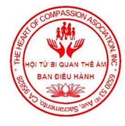 · THE HEART OF COMPASSION ASSOCIATION, INC · 6520 53RD AVE, SACRAMENTO, CA, 95828 HOI TU BI QUAN THE AM BAN DIEU HANH trademark