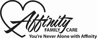 AFFINITY FAMILY CARE YOU'RE NEVER ALONE WITH AFFINITY trademark