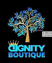 DIGNITY BOUTIQUE ANCHOR X:390.32 P Y:347.87 P.87 P trademark