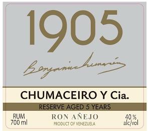 1905 CHUMACEIRO Y CIA. RESERVE AGED 5 YEARS trademark