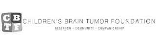 C B T F CHILDREN'S BRAIN TUMOR FOUNDATION RESEARCH · COMMUNITY · COMPANIONSHIP trademark