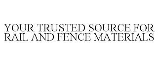 YOUR TRUSTED SOURCE FOR RAIL AND FENCE MATERIALS trademark